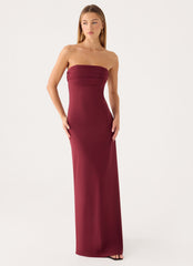 Almost Yours Strapless Maxi Dress - Burgundy