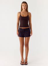 Delong Low Rise Linen Shorts - Black