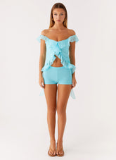 Dylan Off Shoulder Top - Turquoise