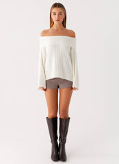 Federica Off Shoulder Knit - White