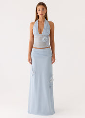 Fleur Power Halter Top - Blue