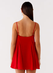Godets Hem Mini Dress - Red