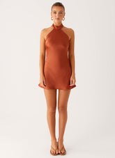 Golden Dunes Mini Dress - Rust