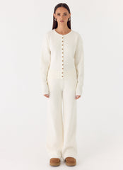 Harrison Cinched Knit Cardigan - Ivory