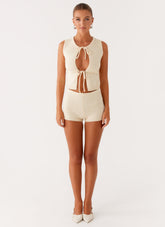 Ownley Sequin Knit Shorts - Ivory