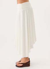 Perrie Asymmetrical Midi Skirt - Cloud Dancer