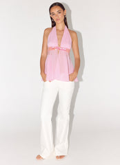Put It Straight Beaded Sequin Top - Baby Pink