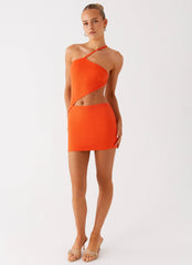 Riano Cut Out Mini Dress - Fire Orange