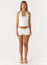 Rosmunda Beaded Mini Shorts - White