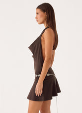 Rude Love Belt Mini Dress - Chocolate