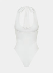 Set The Scene Halter Bodysuit - White