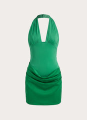 Emaretta Halter Mini Dress - Emerald Green