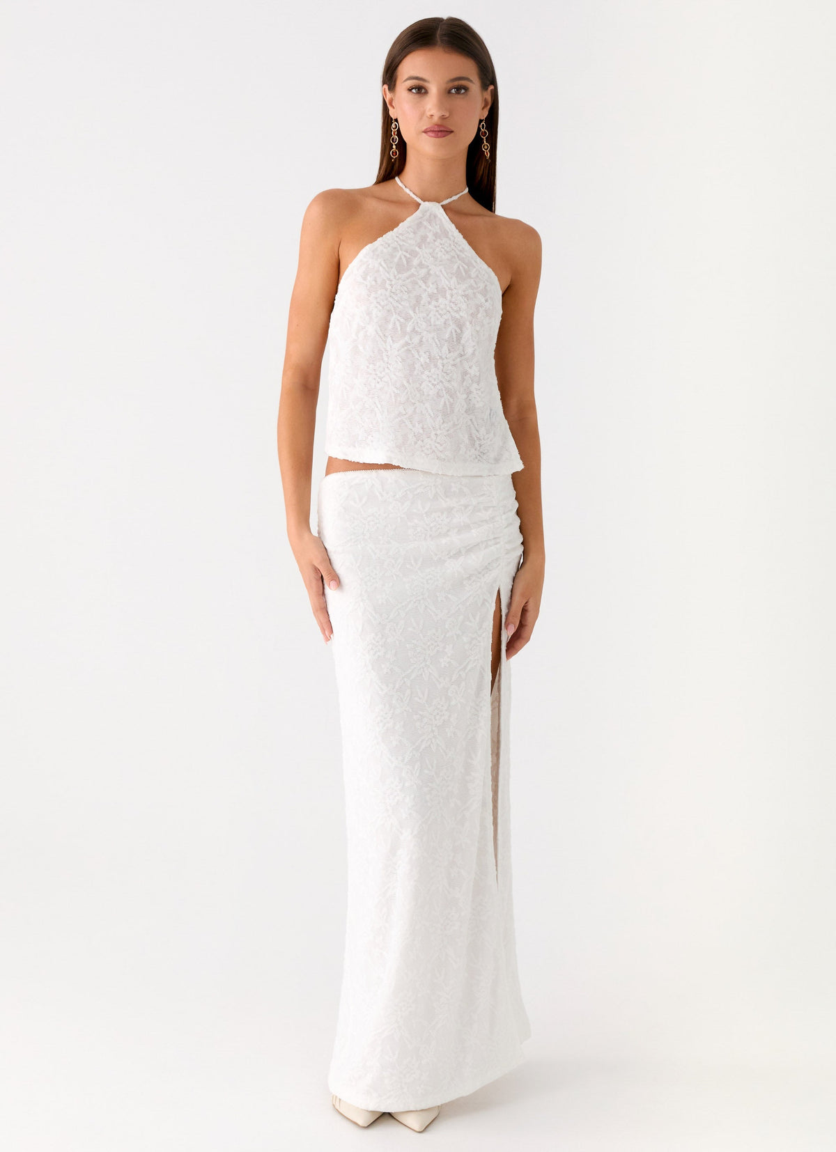 Griff Backless Jacquard Top - White