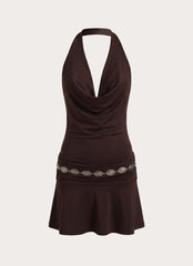 Rude Love Belt Mini Dress - Chocolate