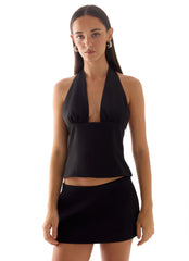 Rushing Around Halter Top - Black